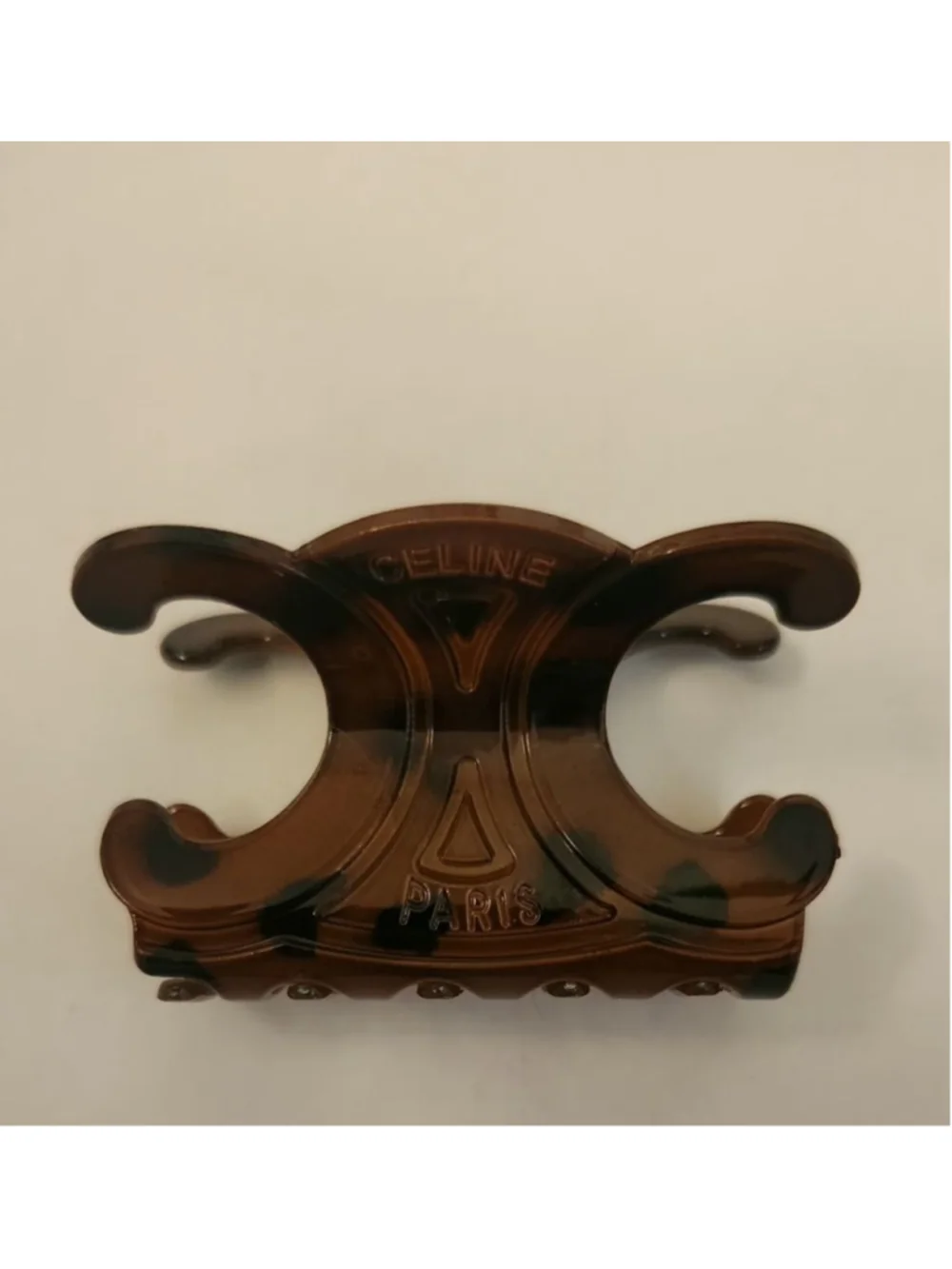 CELINE Paris Triomphe Hair Claw Clip Brown Tortoise Designer Luxury 2